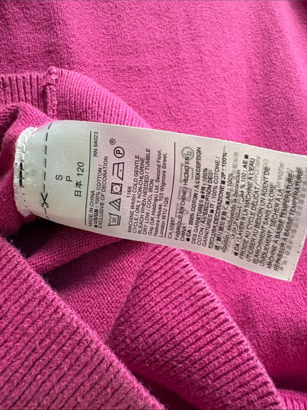 GAP Kids Magenta Pink Intarsia Crew Graphic Fox Knit Sweater 100% Cotton Girls S